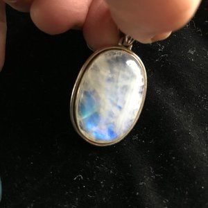 Large Moonstone and silver necklace